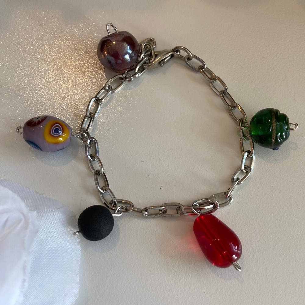 Colorful Glass Bead Charm Bracelet